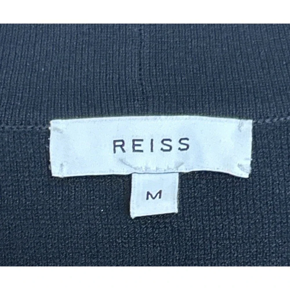REISS cardigan Kimberley metallic Silver Black open front Medium Stretchy Comfy